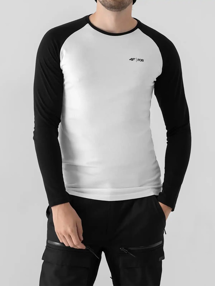 Tričko 4F Weiß/ Schwarz 9165904 Longsleeve in Weiß/ Schwarz - 1