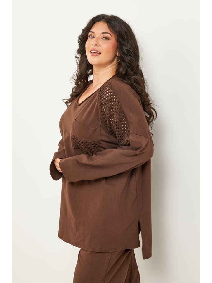 Curvy Lady Braun 9200937 Longsleeve in Braun - 2