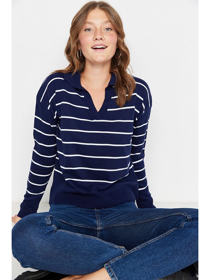 Sveter trendyol Dunkelblau/ Weiß 7296723 Pullover in Dunkelblau/ Weiß - 1