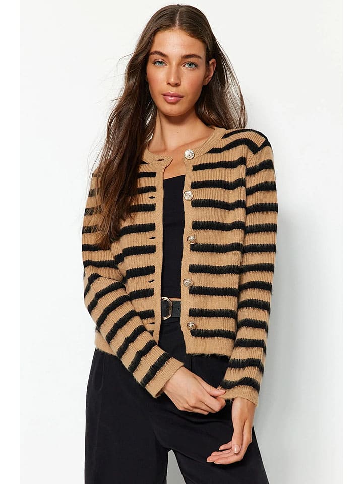 Sveter trendyol Camel/ Schwarz 1221386 Cardigan in Camel/ Schwarz - 2