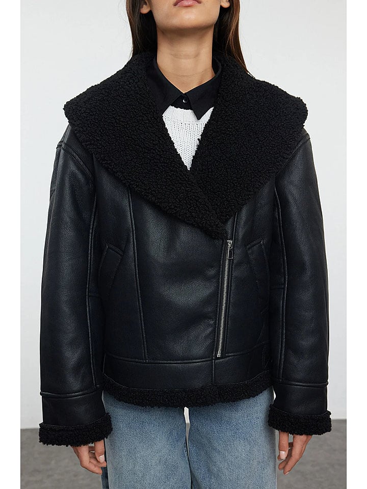 Dámska bunda trendyol Schwarz 1156349 Kunstlederjacke in Schwarz - 3