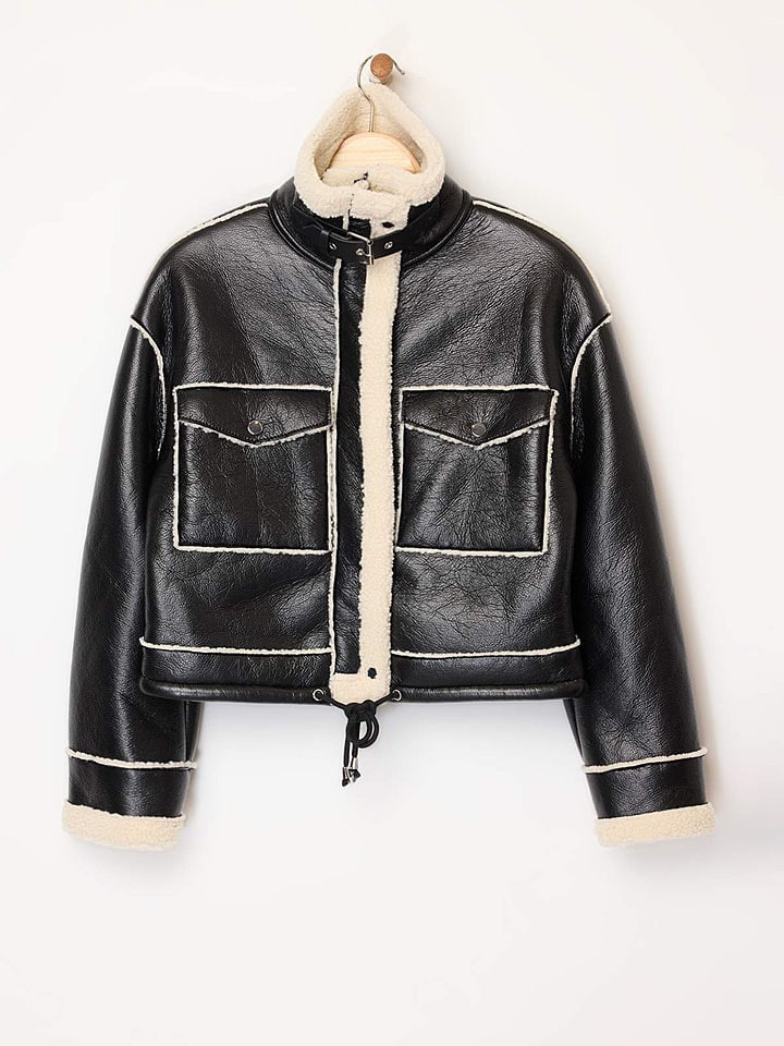 Dámska bunda trendyol Schwarz/ Creme 4422152 Winterjacke in Schwarz/ Creme - 7