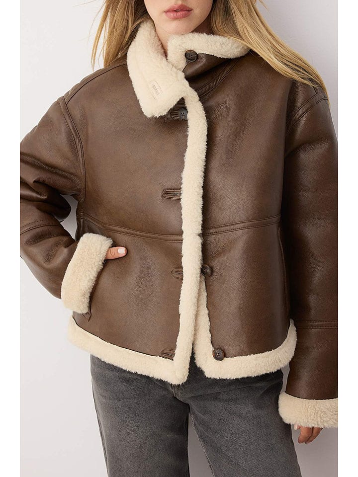 Dámska bunda trendyol Braun/ Beige 7100689 Kunstlederjacke in Braun/ Beige - 2