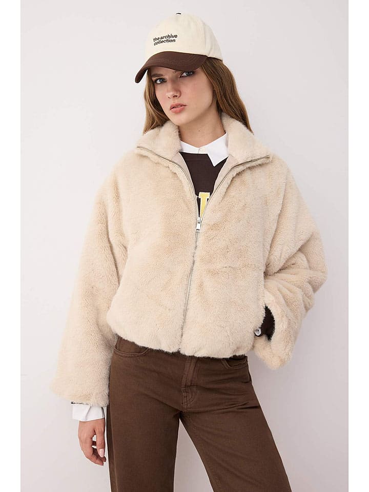 Dámska bunda trendyol Sand 4173657 Teddyjacke in Sand - 1