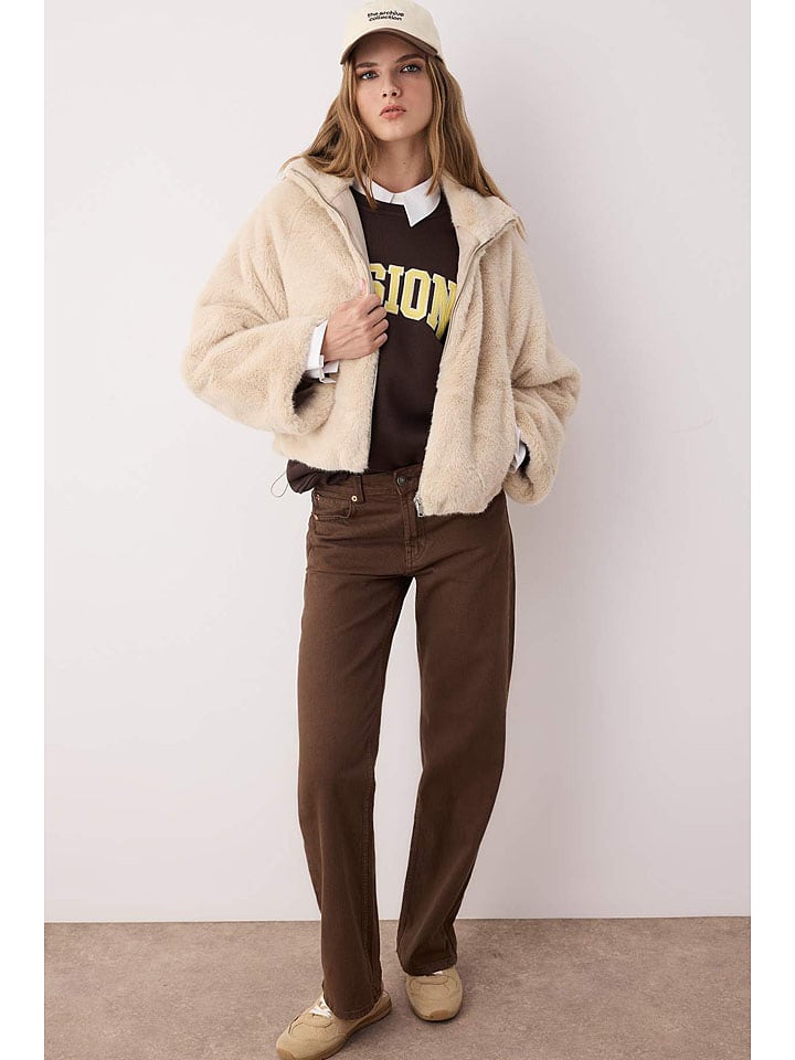 Dámska bunda trendyol Sand 4173657 Teddyjacke in Sand - 2