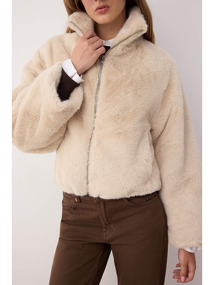 Dámska bunda trendyol Sand 4173657 Teddyjacke in Sand - 3