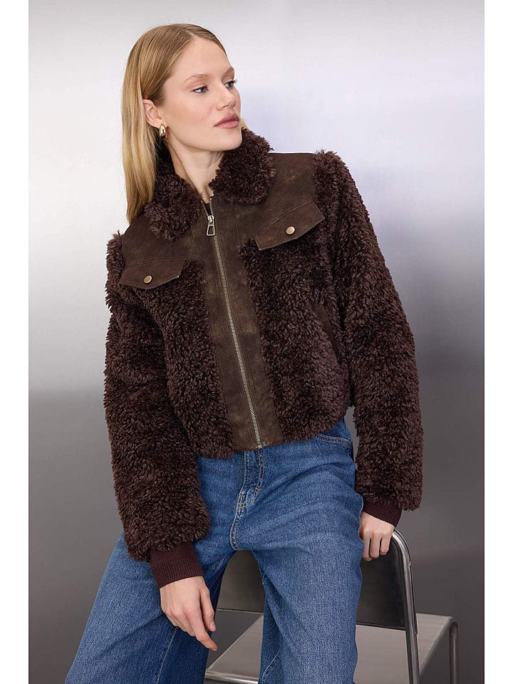 Dámska bunda trendyol Dunkelbraun 881657 Teddyjacke in Dunkelbraun - 1