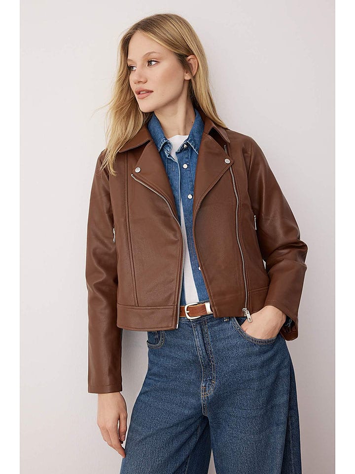 Dámska bunda trendyol Braun 8858672 Kunstlederjacke in Braun - 2