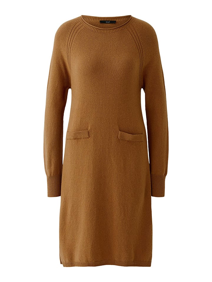 Šaty Oui Camel 6303967 Strickkleid in Camel - 6