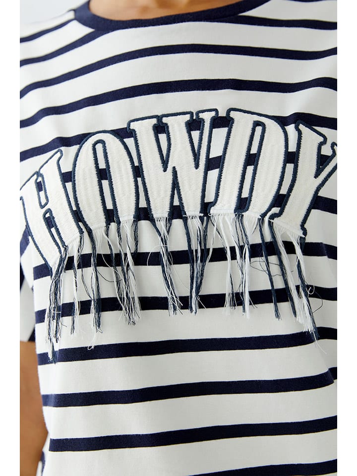 Tričko Oui Weiß/ Blau 1592669 Shirt in Weiß/ Blau - 3