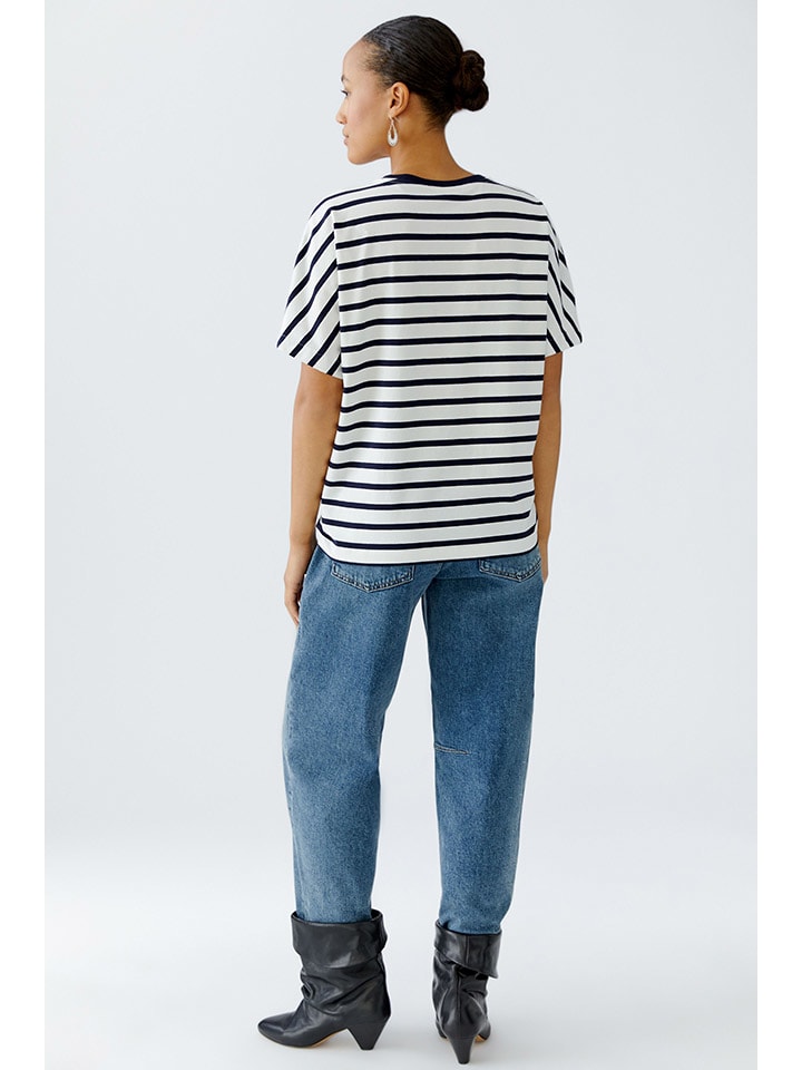 Tričko Oui Weiß/ Blau 1592669 Shirt in Weiß/ Blau - 5