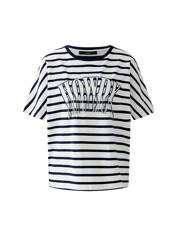 Tričko Oui Weiß/ Blau 1592669 Shirt in Weiß/ Blau - 6