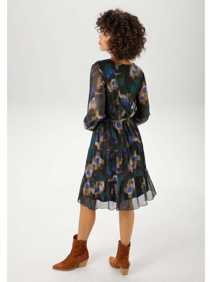 Šaty Aniston Schwarz/ Petrol/ Camel 235049 Kleid in Schwarz/ Petrol/ Camel - 2
