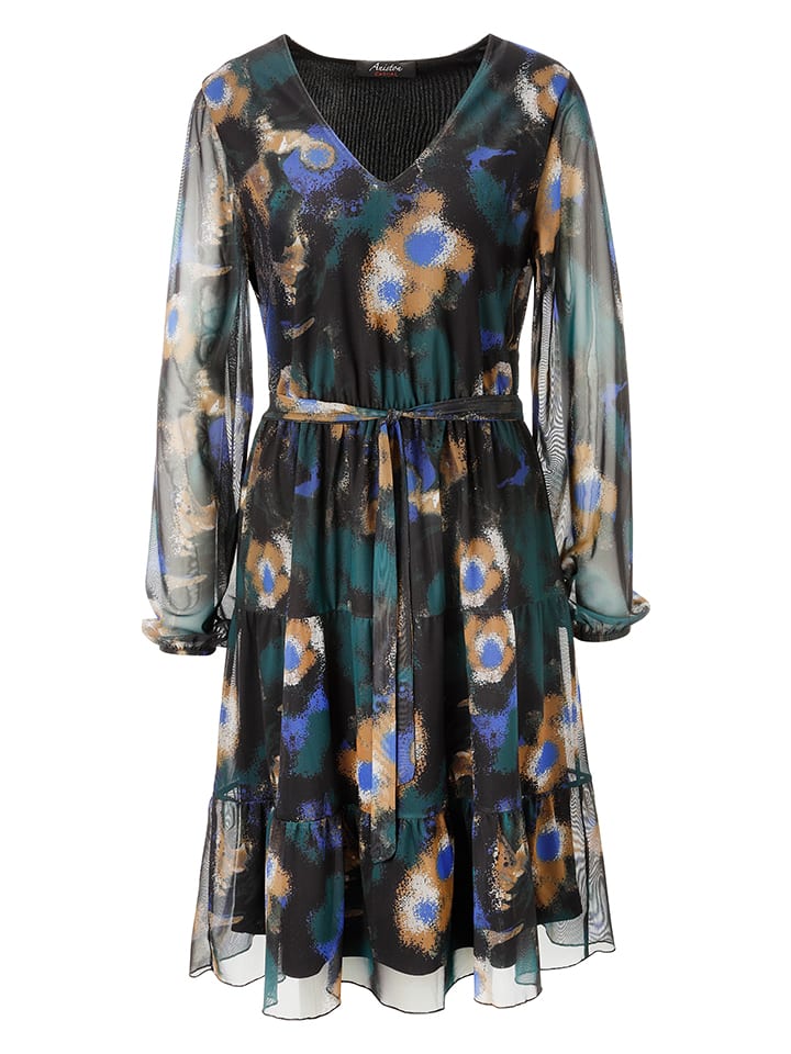Šaty Aniston Schwarz/ Petrol/ Camel 235049 Kleid in Schwarz/ Petrol/ Camel - 3