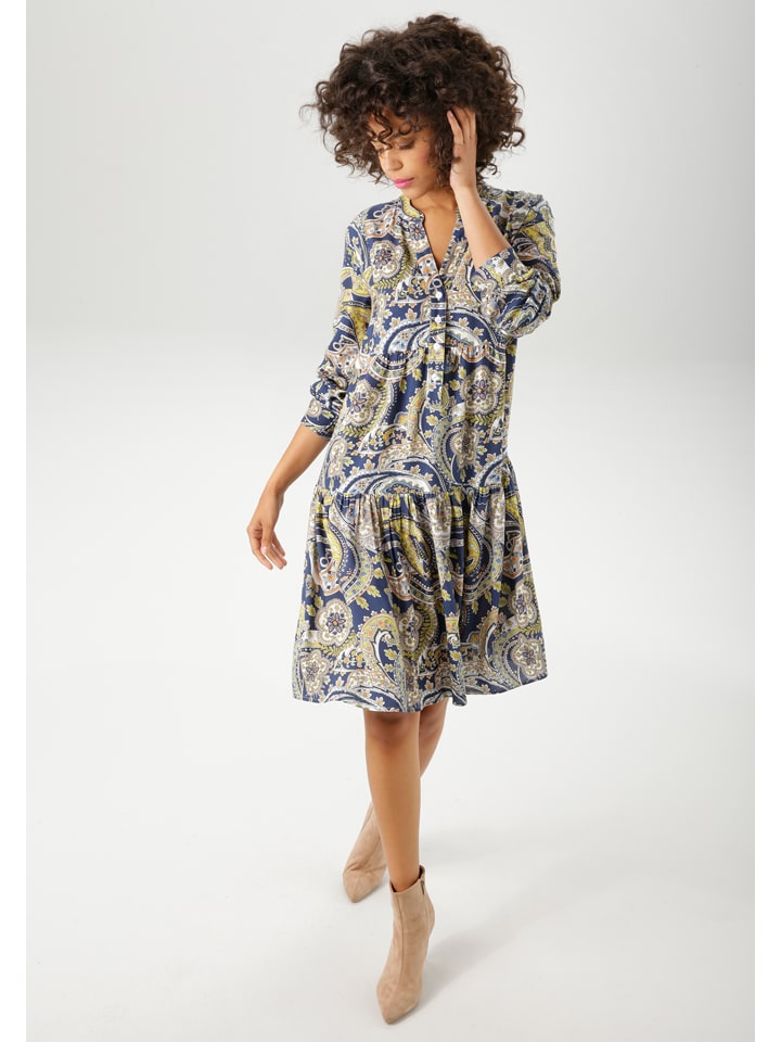 Šaty Aniston Dunkelblau/ Gelb 1666174 Kleid in Dunkelblau/ Gelb - 1