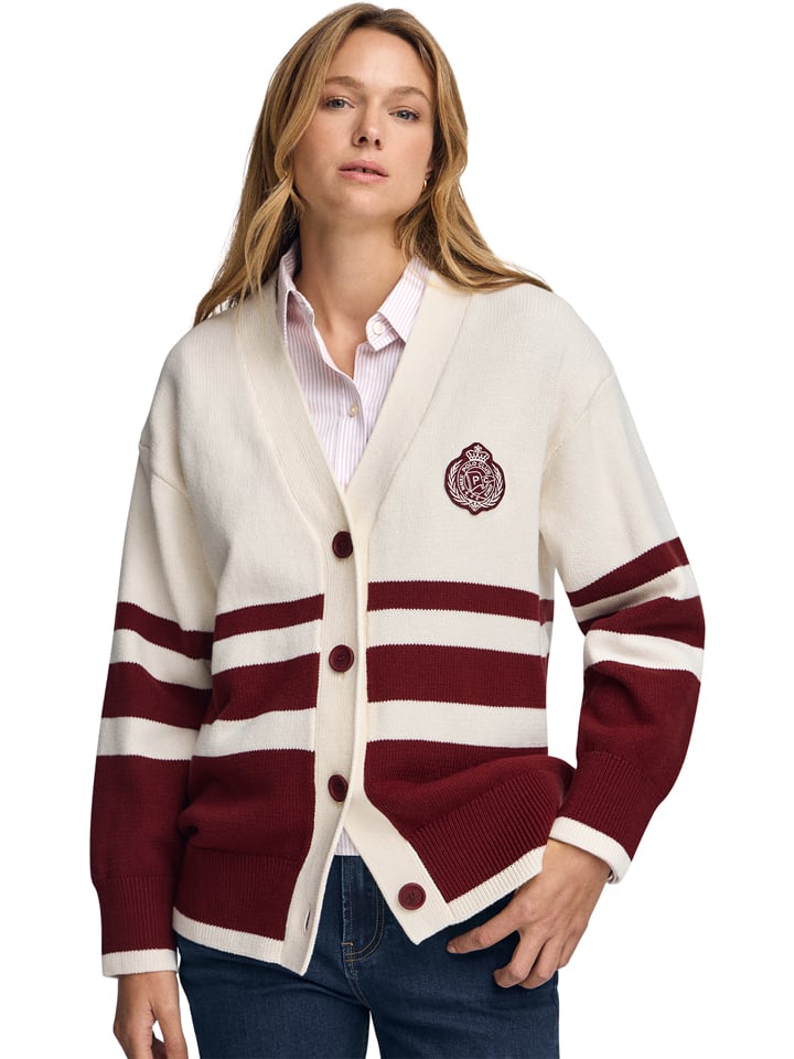 Sveter Polo Club Creme/ Bordeaux 998863 Cardigan in Creme/ Bordeaux - 1