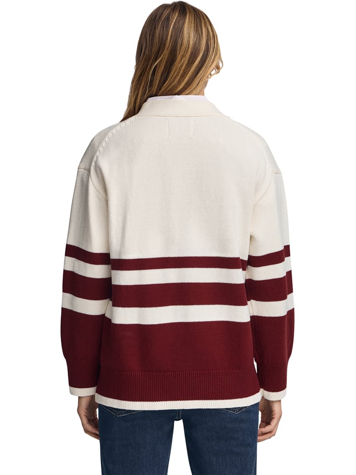 Sveter Polo Club Creme/ Bordeaux 998863 Cardigan in Creme/ Bordeaux - 2