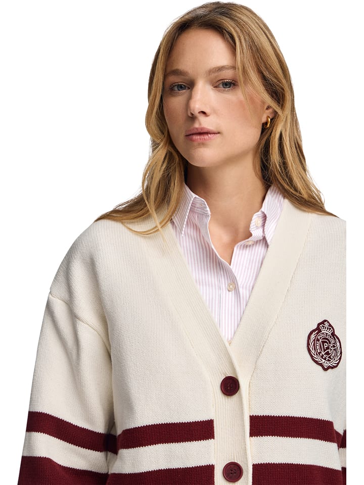 Sveter Polo Club Creme/ Bordeaux 998863 Cardigan in Creme/ Bordeaux - 3