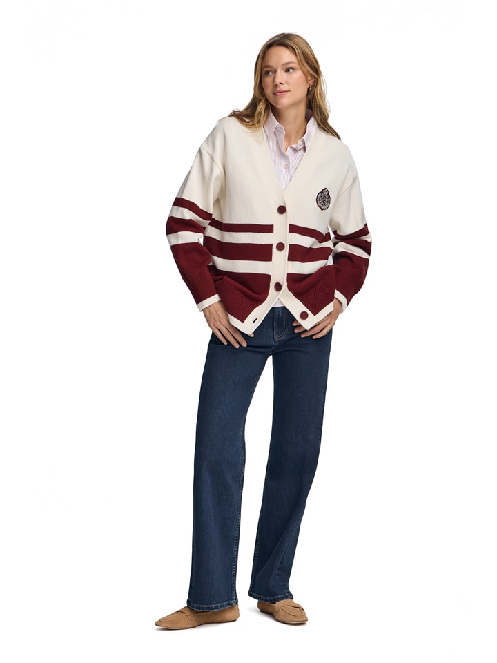 Sveter Polo Club Creme/ Bordeaux 998863 Cardigan in Creme/ Bordeaux - 4
