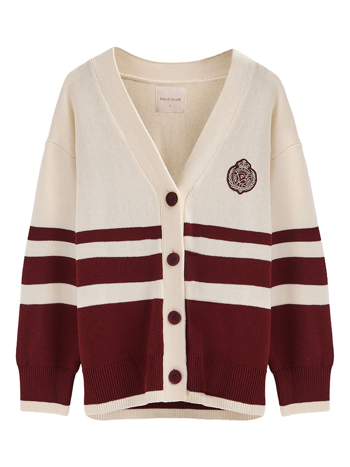 Sveter Polo Club Creme/ Bordeaux 998863 Cardigan in Creme/ Bordeaux - 5