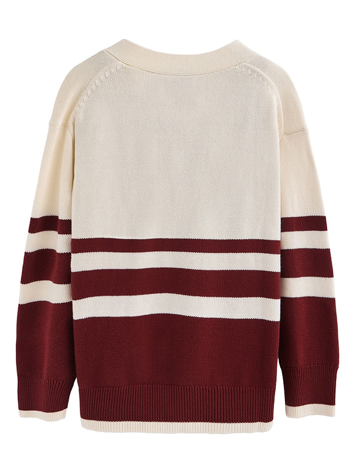 Sveter Polo Club Creme/ Bordeaux 998863 Cardigan in Creme/ Bordeaux - 6