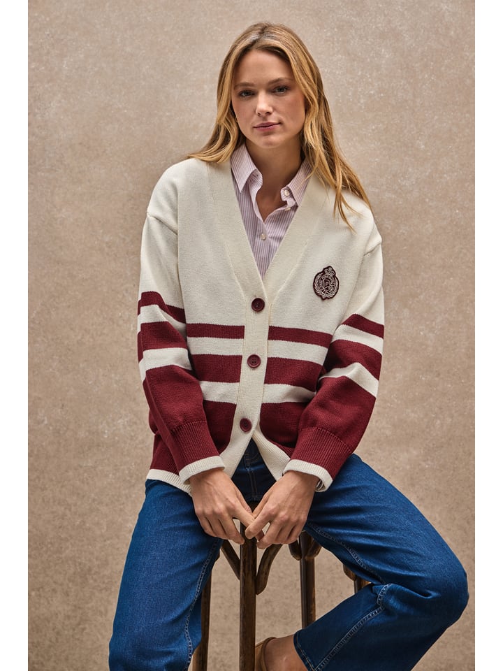 Sveter Polo Club Creme/ Bordeaux 998863 Cardigan in Creme/ Bordeaux - 8