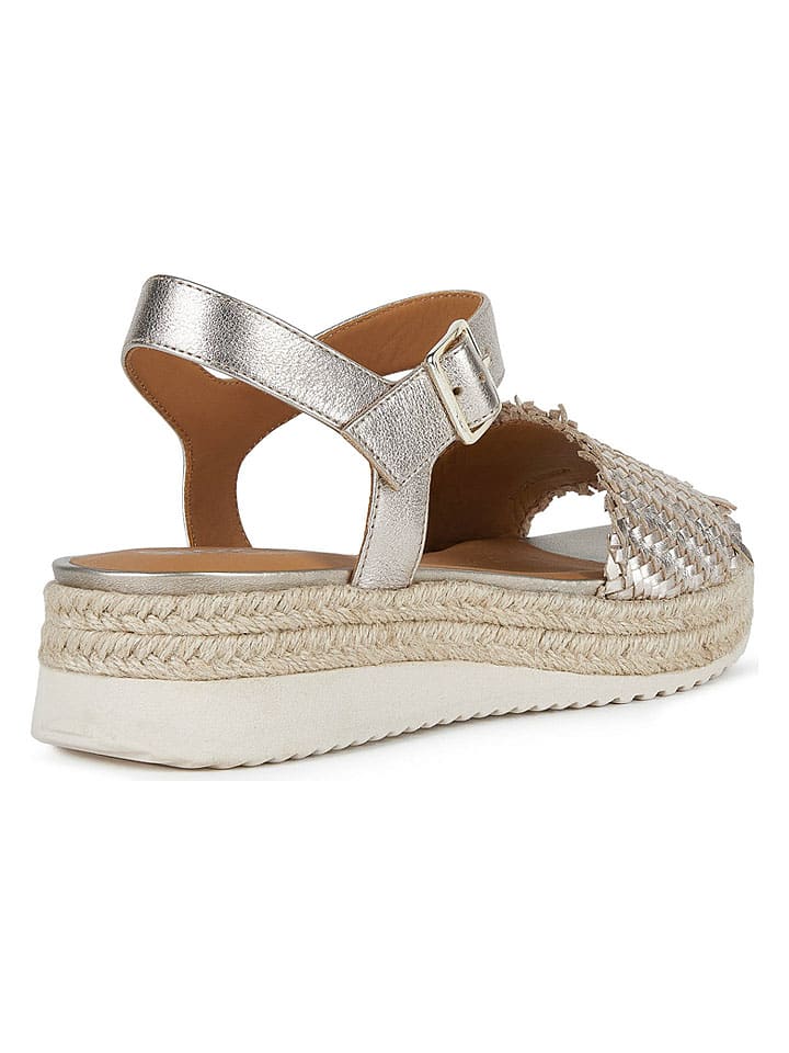 Sandále Geox Silber 451776 Leder-Keilsandaletten "Eolie" in Silber - 4