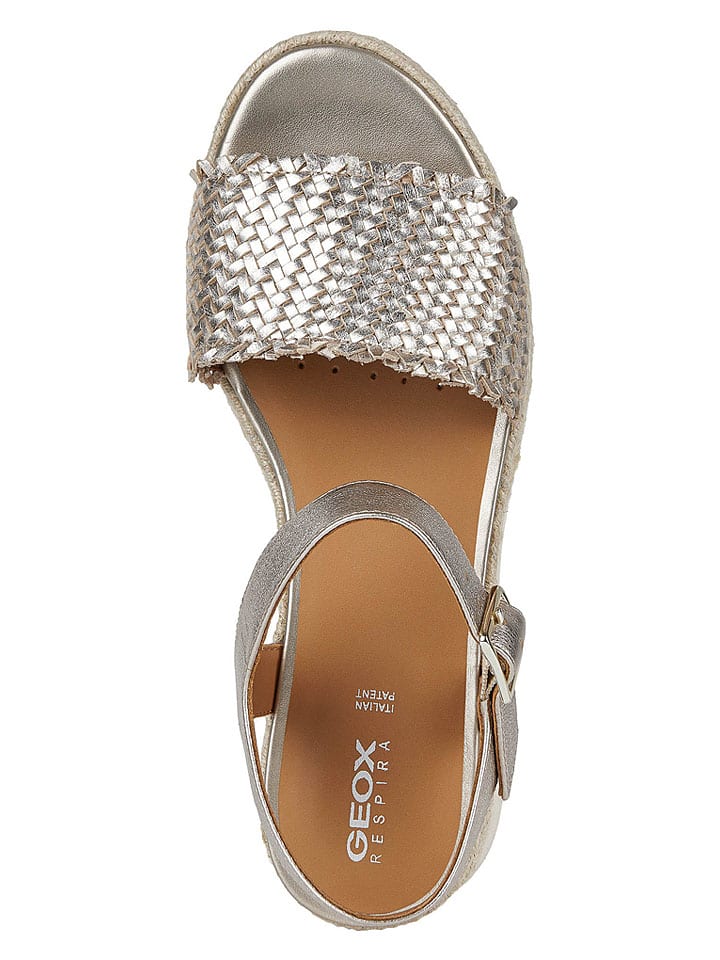 Sandále Geox Silber 451776 Leder-Keilsandaletten "Eolie" in Silber - 5