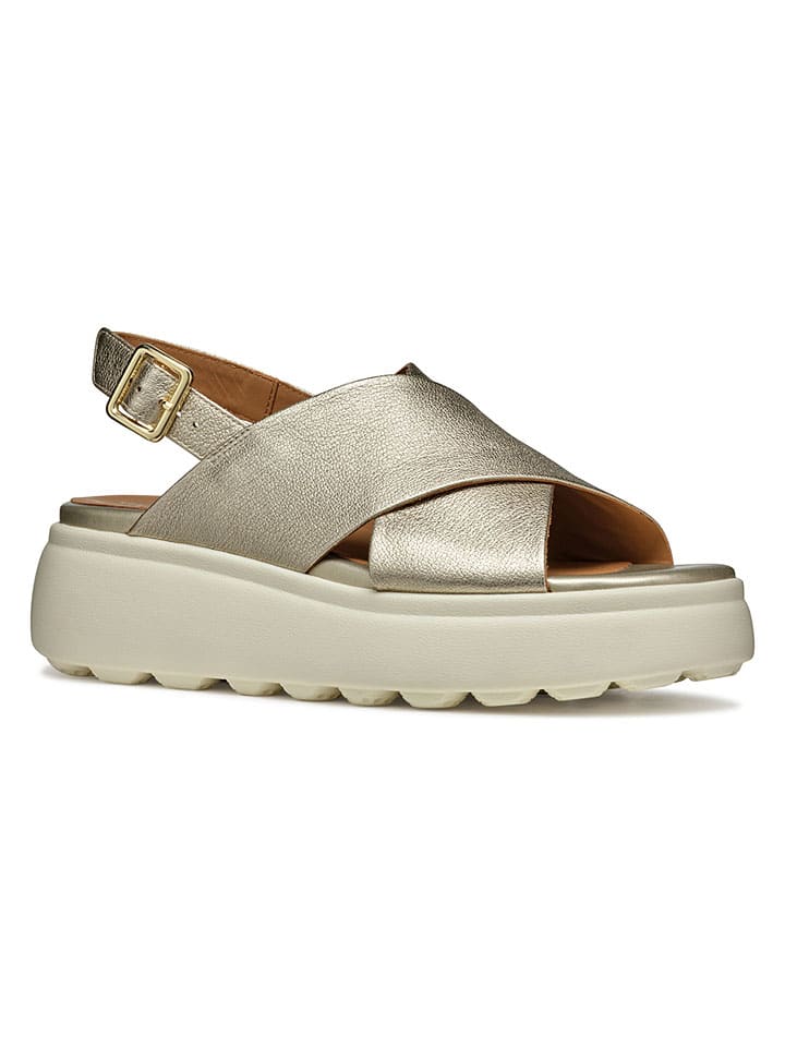 Sandále Geox Gold 2515134 Leder-Keilsandaletten "Spherica EC4" in Gold - 2