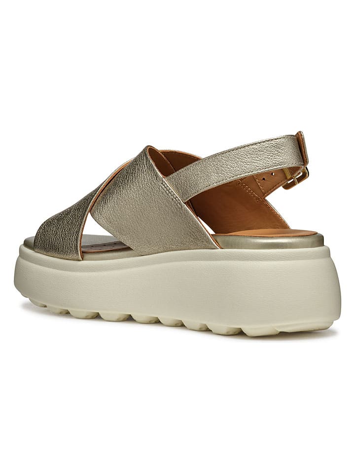 Sandále Geox Gold 2515134 Leder-Keilsandaletten "Spherica EC4" in Gold - 3