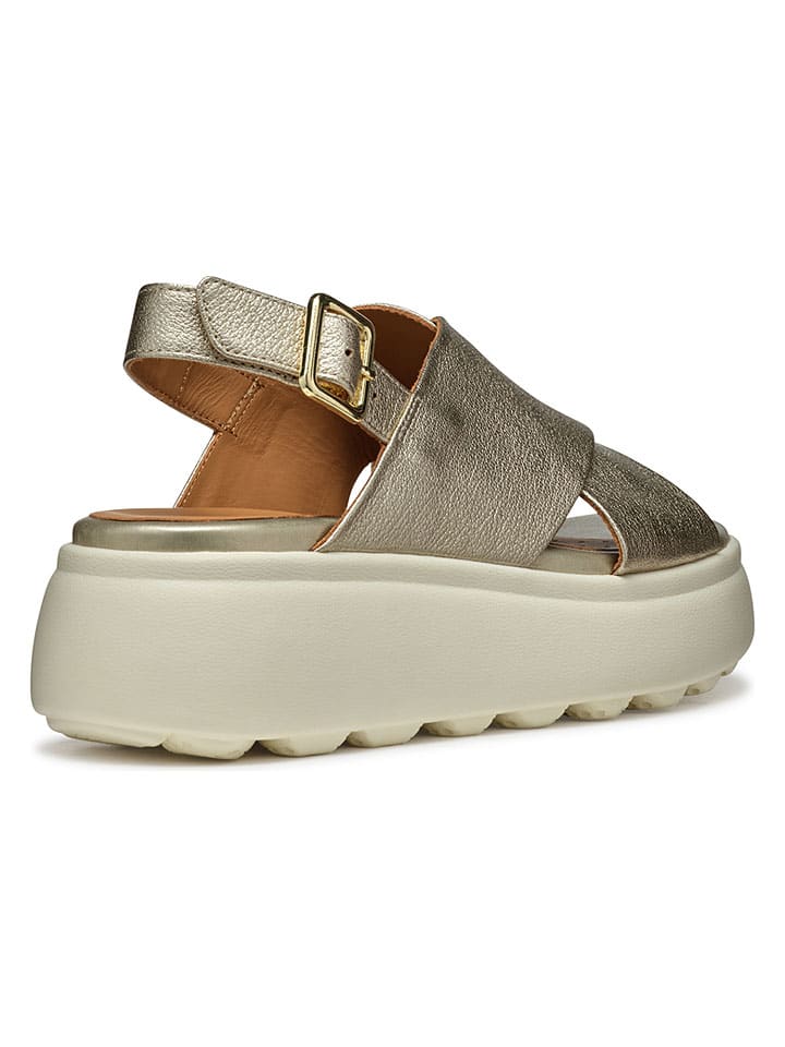 Sandále Geox Gold 2515134 Leder-Keilsandaletten "Spherica EC4" in Gold - 4