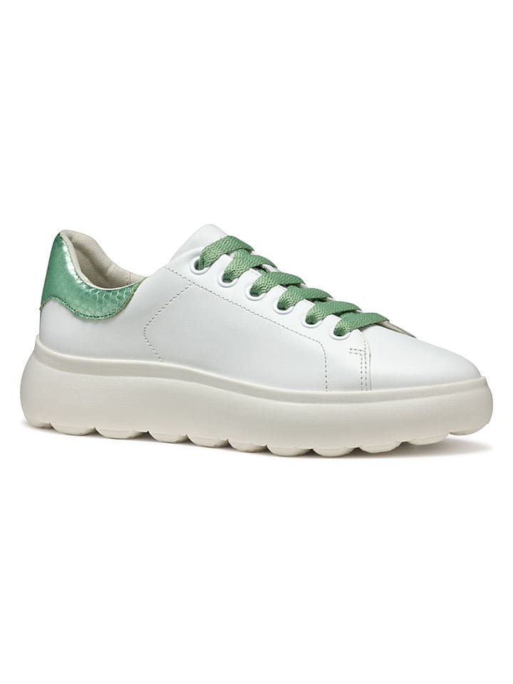 Tenisky Geox Weiß/ Grün 7766306 Leder-Sneakers "Spherica EC4" in Weiß/ Grün - 2