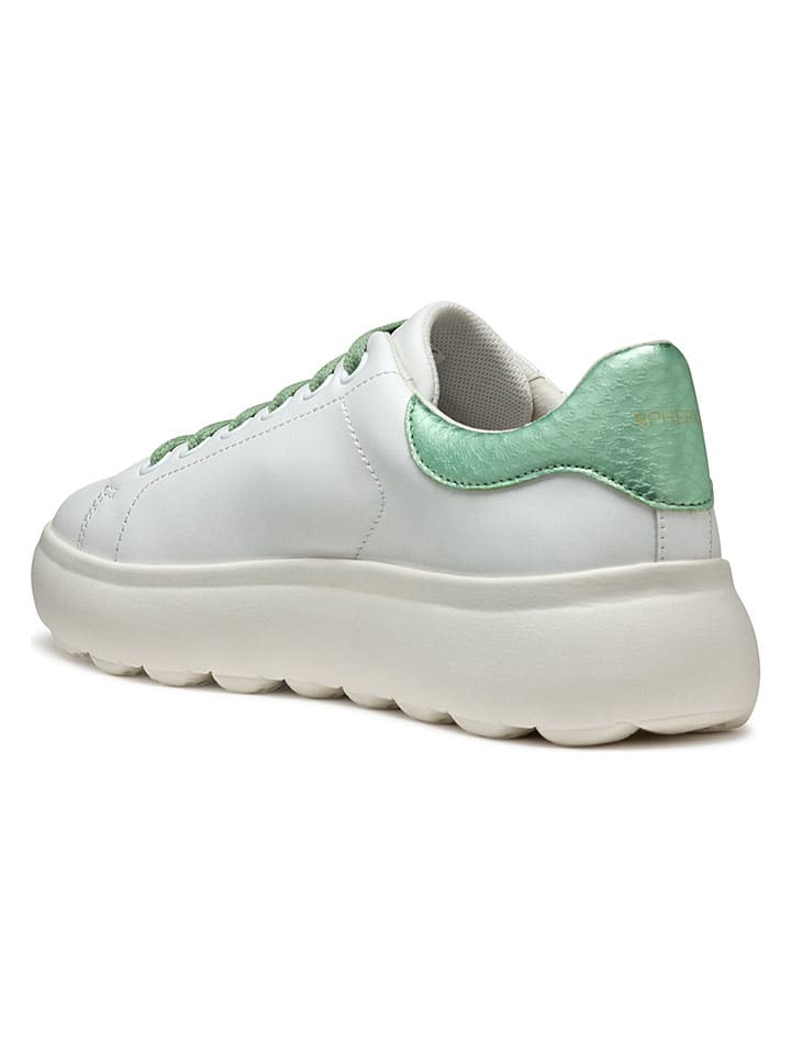 Tenisky Geox Weiß/ Grün 7766306 Leder-Sneakers "Spherica EC4" in Weiß/ Grün - 3