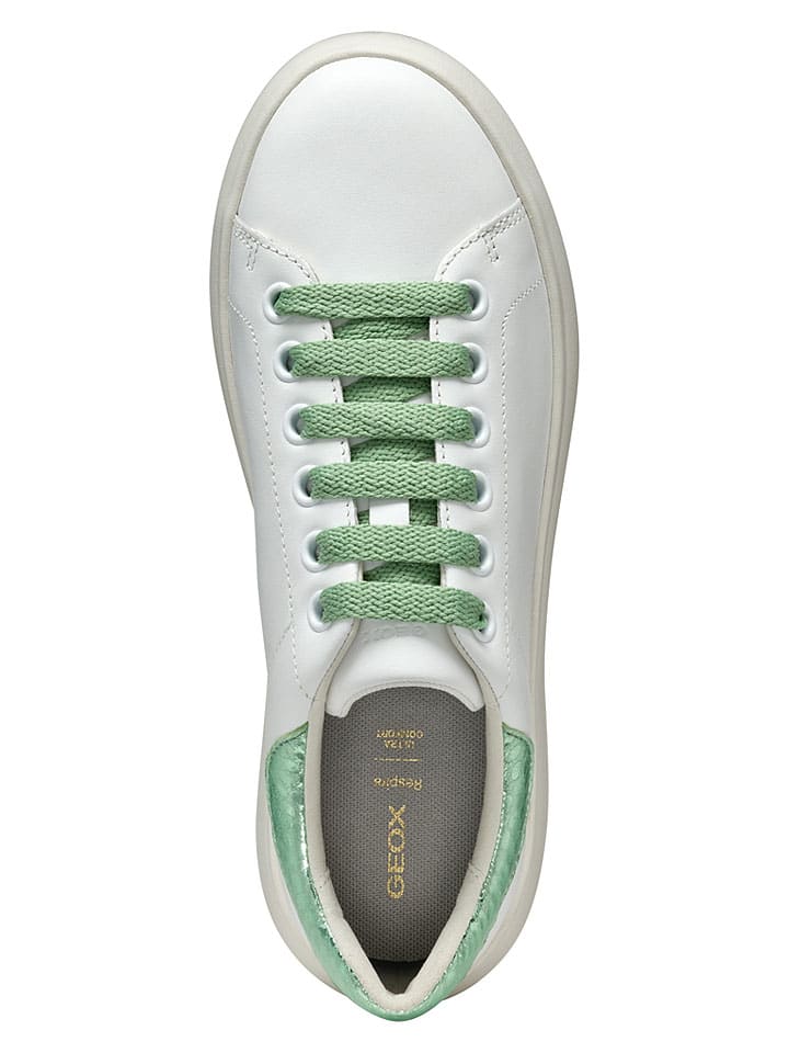 Tenisky Geox Weiß/ Grün 7766306 Leder-Sneakers "Spherica EC4" in Weiß/ Grün - 5