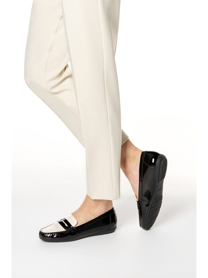 Geox Schwarz/ Weiß 7571748 Leder-Slipper "Annytah Moc" in Schwarz/ Weiß - 10