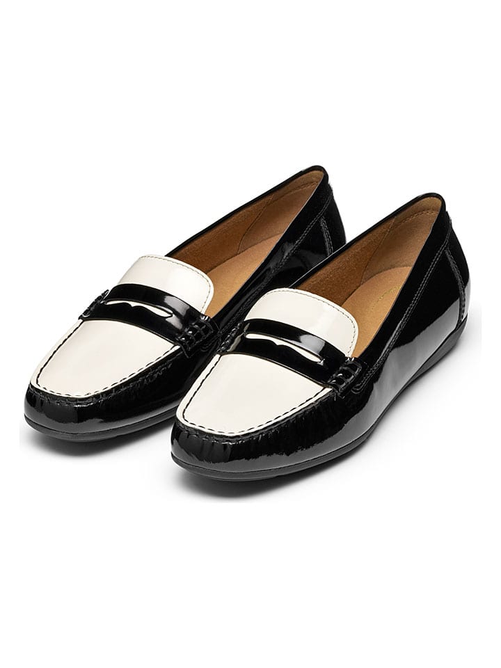 Geox Schwarz/ Weiß 7571748 Leder-Slipper "Annytah Moc" in Schwarz/ Weiß - 3