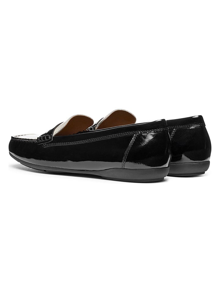 Geox Schwarz/ Weiß 7571748 Leder-Slipper "Annytah Moc" in Schwarz/ Weiß - 4