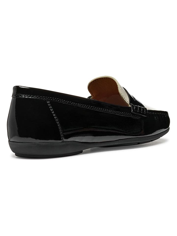 Geox Schwarz/ Weiß 7571748 Leder-Slipper "Annytah Moc" in Schwarz/ Weiß - 7
