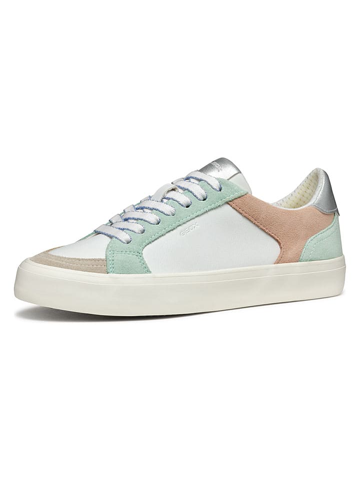 Tenisky Geox Weiß/ Grün/ Silber 139678 Leder-Sneakers "Emmeleny" in Weiß/ Grün/ Silber - 2
