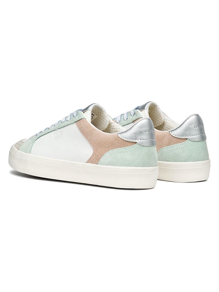 Tenisky Geox Weiß/ Grün/ Silber 139678 Leder-Sneakers "Emmeleny" in Weiß/ Grün/ Silber - 4