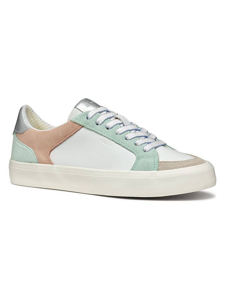 Tenisky Geox Weiß/ Grün/ Silber 139678 Leder-Sneakers "Emmeleny" in Weiß/ Grün/ Silber - 5