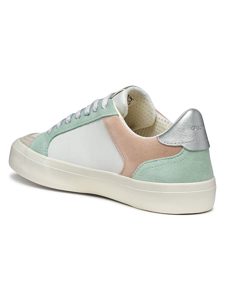 Tenisky Geox Weiß/ Grün/ Silber 139678 Leder-Sneakers "Emmeleny" in Weiß/ Grün/ Silber - 6