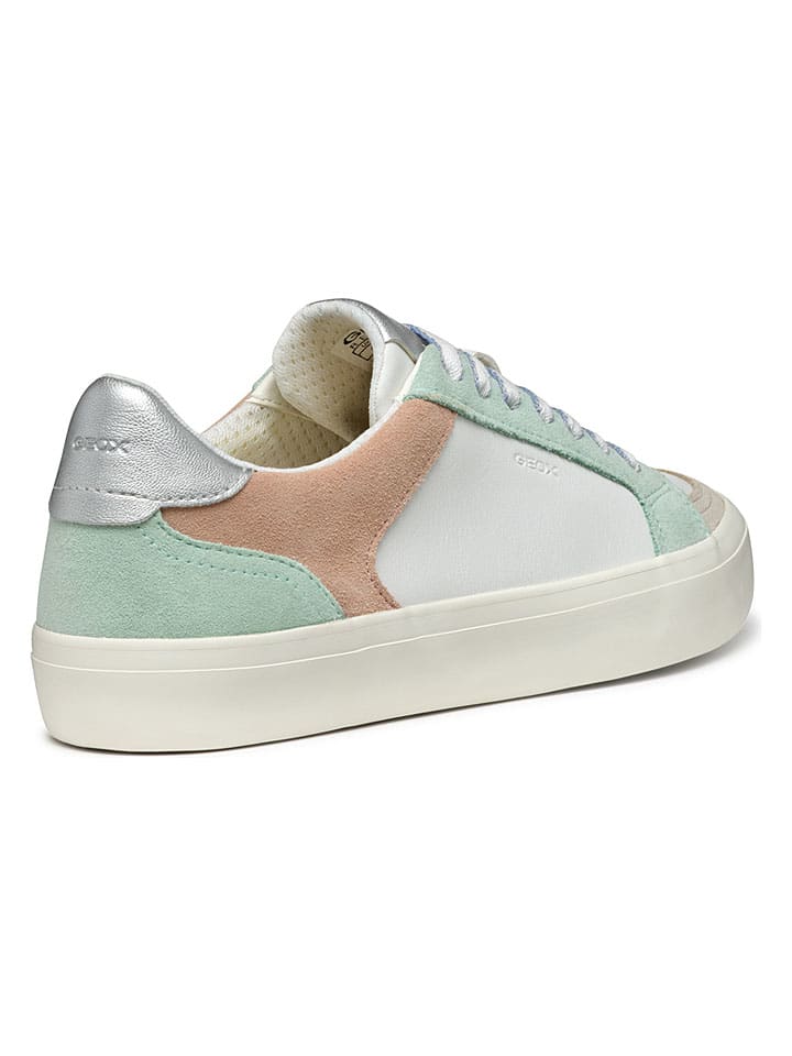 Tenisky Geox Weiß/ Grün/ Silber 139678 Leder-Sneakers "Emmeleny" in Weiß/ Grün/ Silber - 7