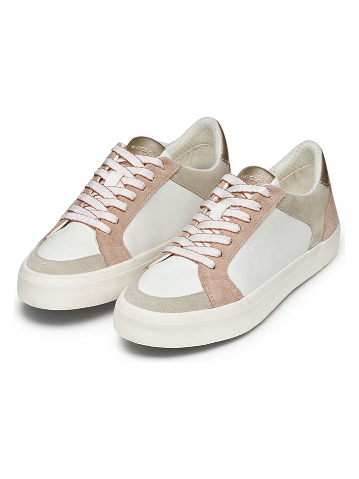 Tenisky Geox Weiß/ Rosa/ Gold 6663694 Leder-Sneakers "Emmeleny" in Weiß/ Rosa/ Gold - 3