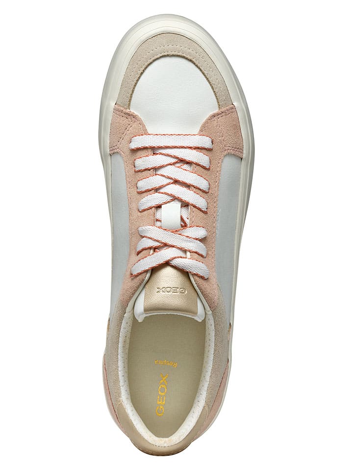 Tenisky Geox Weiß/ Rosa/ Gold 6663694 Leder-Sneakers "Emmeleny" in Weiß/ Rosa/ Gold - 8