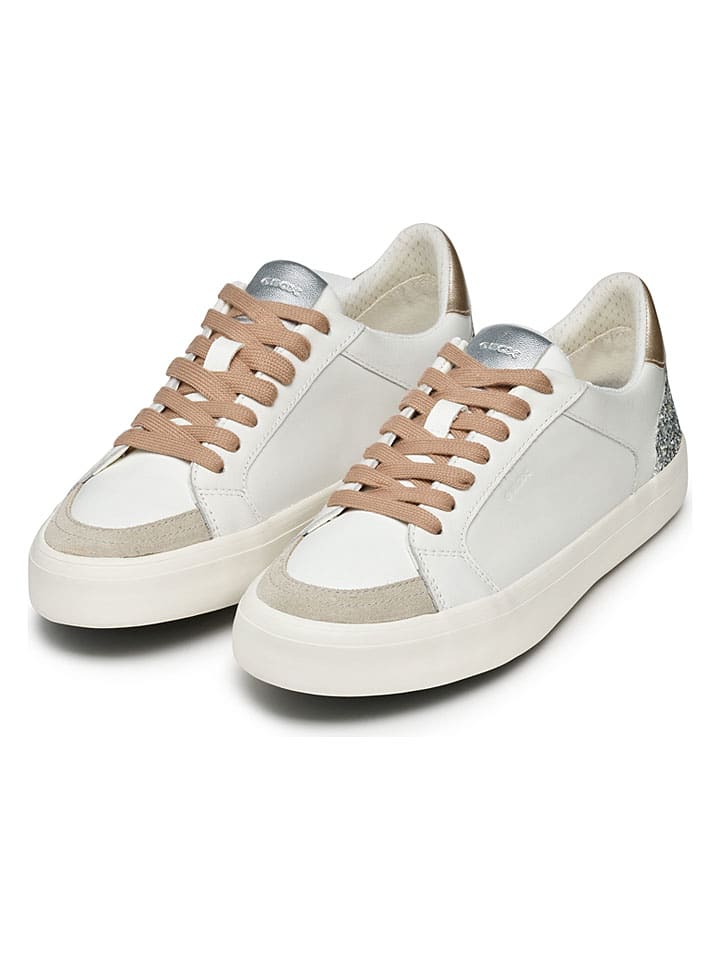 Tenisky Geox Weiß/ Grau/ Gold 4589379 Leder-Sneakers "Emmeleny" in Weiß/ Grau/ Gold - 3
