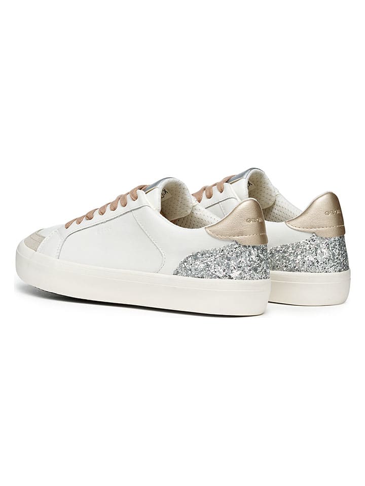 Tenisky Geox Weiß/ Grau/ Gold 4589379 Leder-Sneakers "Emmeleny" in Weiß/ Grau/ Gold - 4