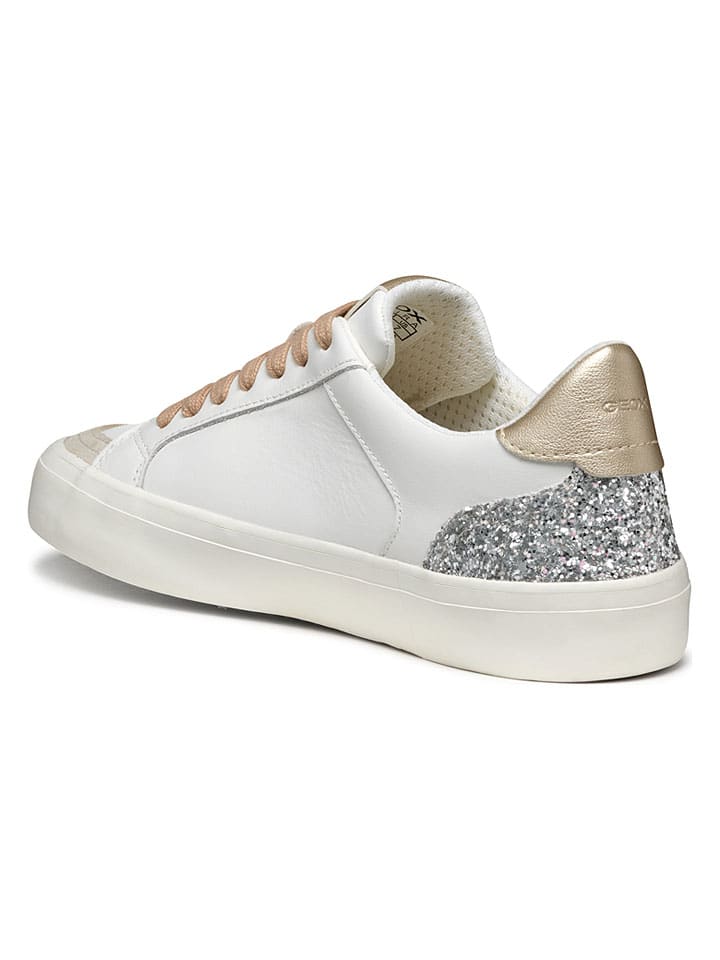 Tenisky Geox Weiß/ Grau/ Gold 4589379 Leder-Sneakers "Emmeleny" in Weiß/ Grau/ Gold - 6