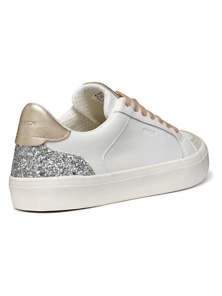Tenisky Geox Weiß/ Grau/ Gold 4589379 Leder-Sneakers "Emmeleny" in Weiß/ Grau/ Gold - 7