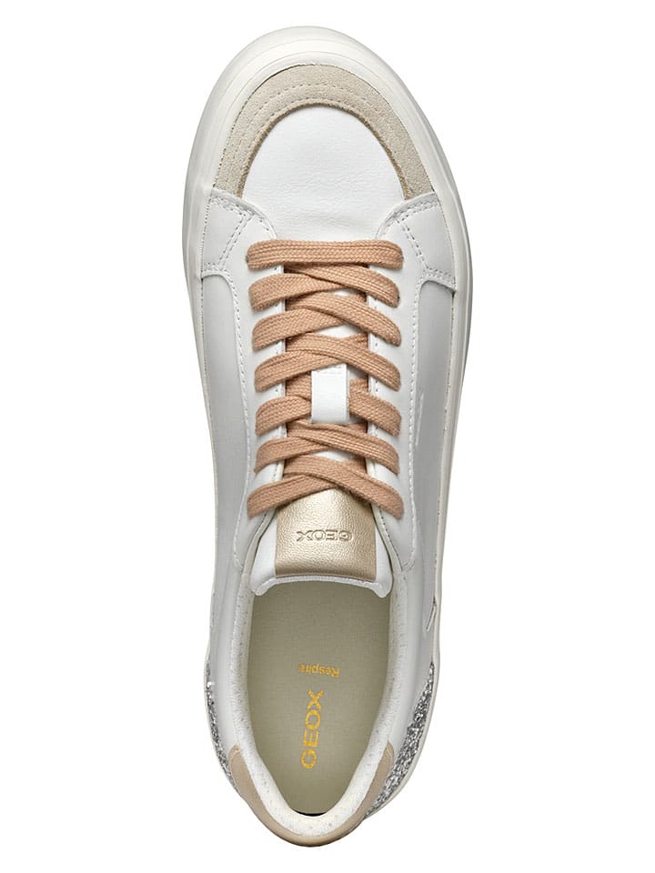 Tenisky Geox Weiß/ Grau/ Gold 4589379 Leder-Sneakers "Emmeleny" in Weiß/ Grau/ Gold - 8